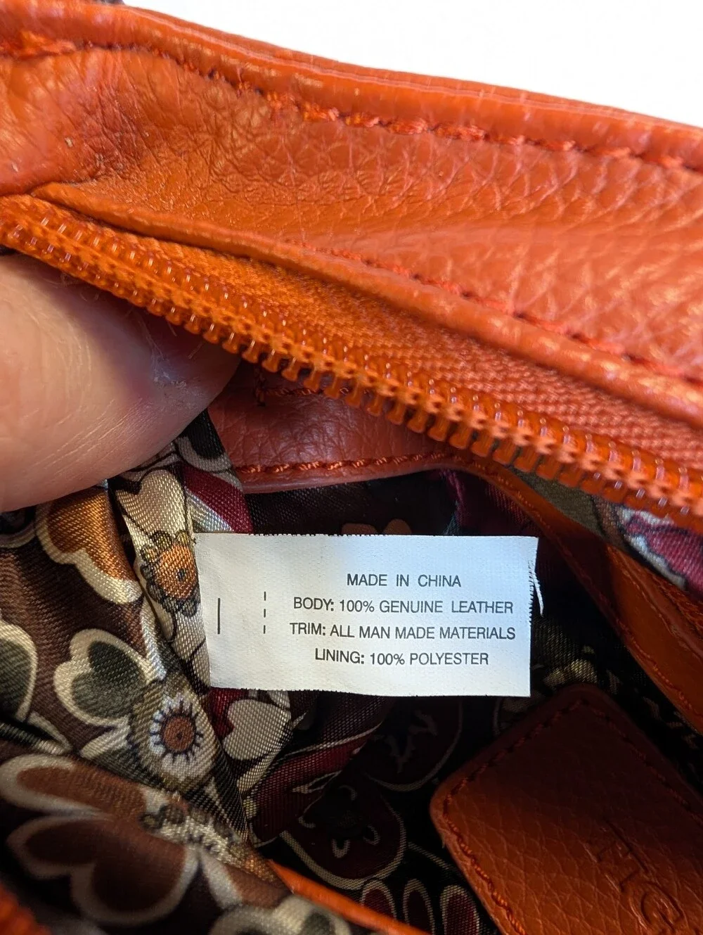 Tignanello Orange Genuine Leather Multi Pocket Crossbody Bag